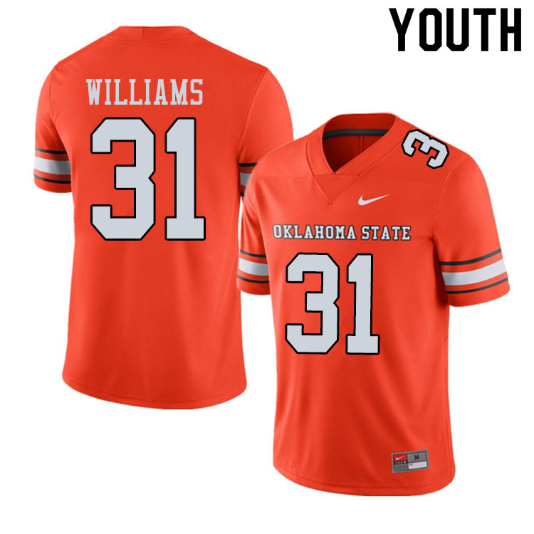 Youth #31 Taje Williams Oklahoma State Cowboys College Football Jerseys Sale-Alternate Orange